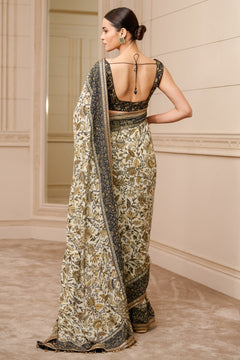 Saree with embroidered blouse fabric