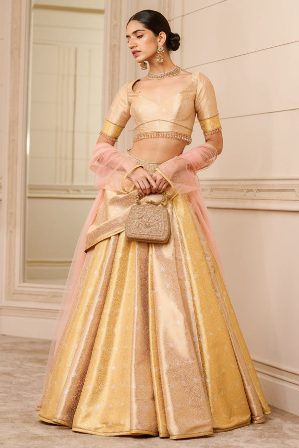 Brocade lehenga with blouse and cape