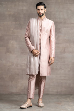 sherwani in fine mashru silk fabric