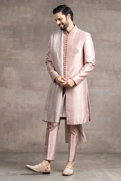 sherwani in fine mashru silk fabric