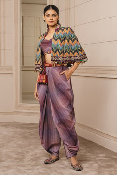 Reversible Gilet With Handloom Blouse And Trouser