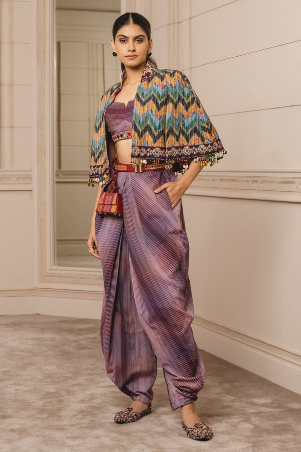 Reversible Gilet With Handloom Blouse And Trouser