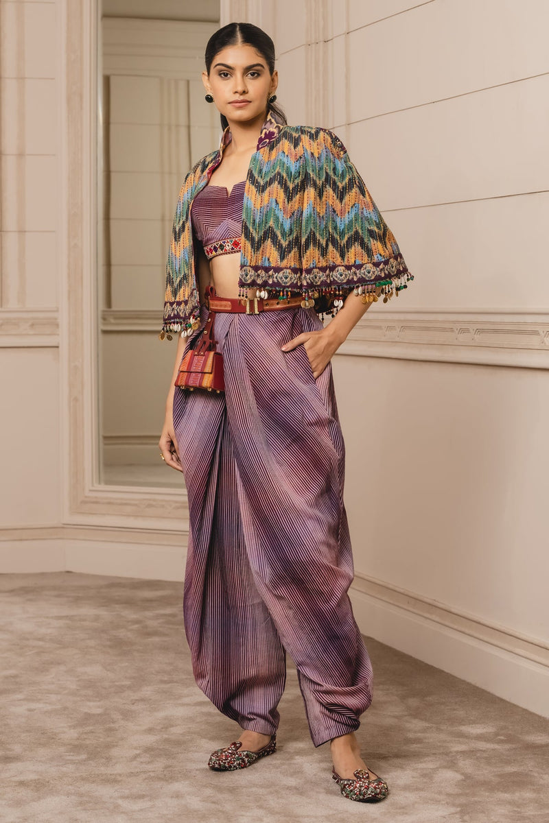 Reversible Gilet With Handloom Blouse And Trouser