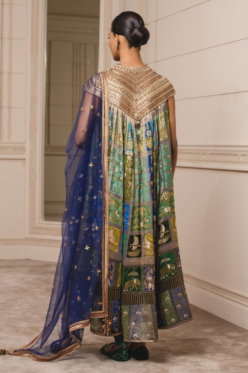 Jacquard kurta, churidar, and dupatta