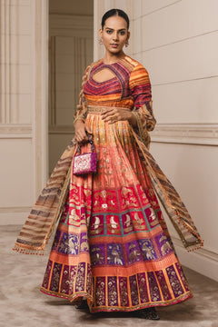 Jacquard anarkali, churidar, and dupatta
