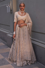 Chikankari lehenga, blouse, and dupatta