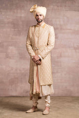 Heavy-Gorgette Aari-Embroidered Sherwani