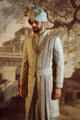 Jade-Coloured Silk Sherwani