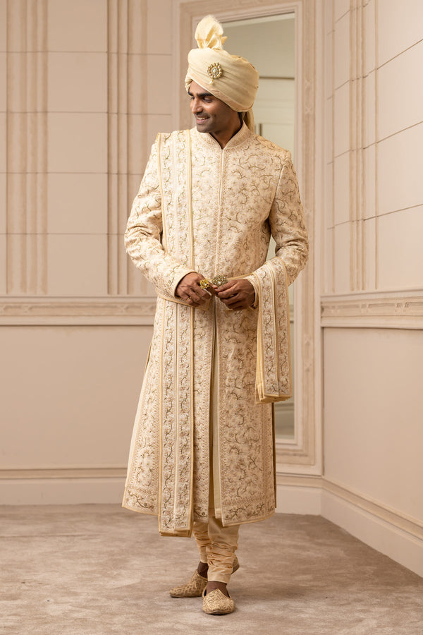 Gold Floral Embroidered Sherwani