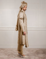 Peach Sherwani In Raw Silk Fabric