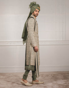 Sherwani In Raw Silk Fabric